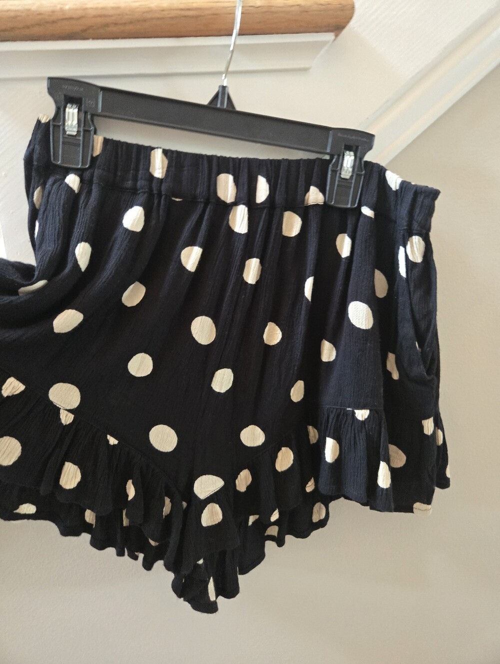 Billabong Black Mini Shorts with Cream Polka Dots